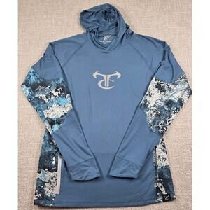 True Timber Ragewater Performance Fishing Long Sleeve Hoodie Stellar Blue Size M